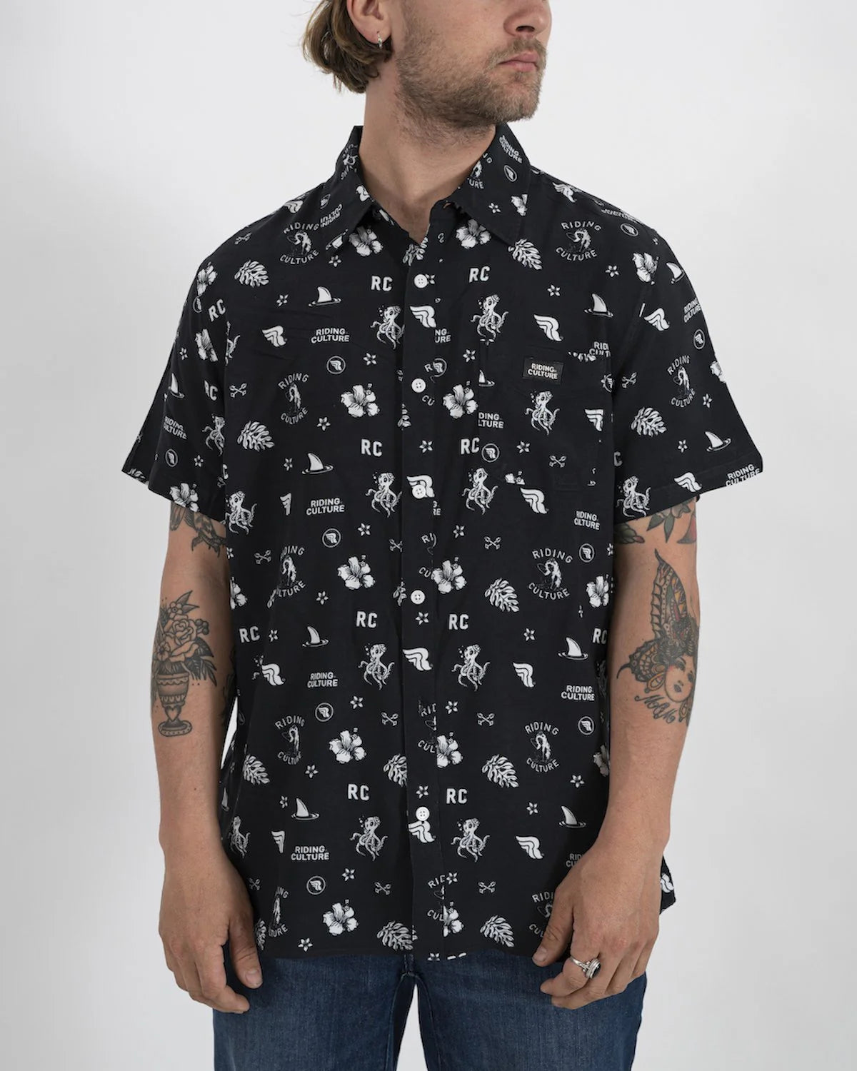 Riding Culture Ocean Hawaiian Shirt - Black