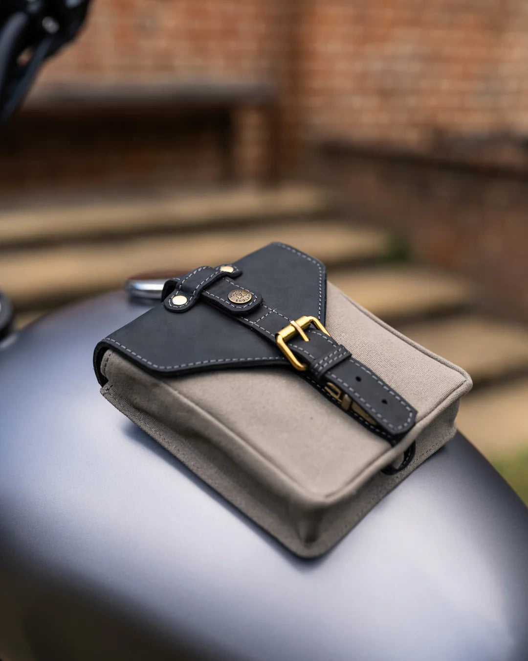 Goldtop Canvas & Leather Small Tank Bag - Slate Grey/Black