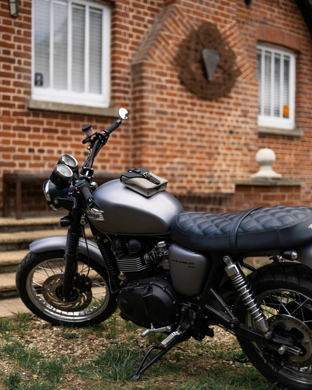 Goldtop Canvas & Leather Small Tank Bag - Slate Grey/Black