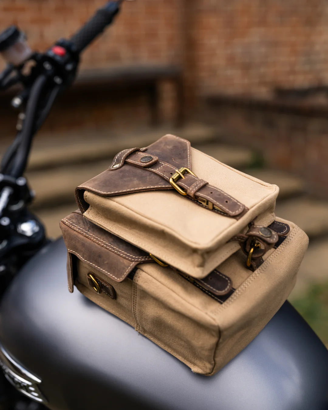 Goldtop Canvas & Leather Small Tank Bag - Sahara/Tobacco