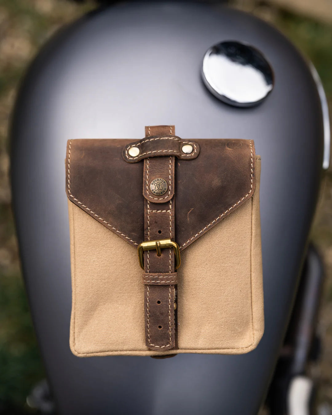 Goldtop Canvas & Leather Small Tank Bag - Sahara/Tobacco