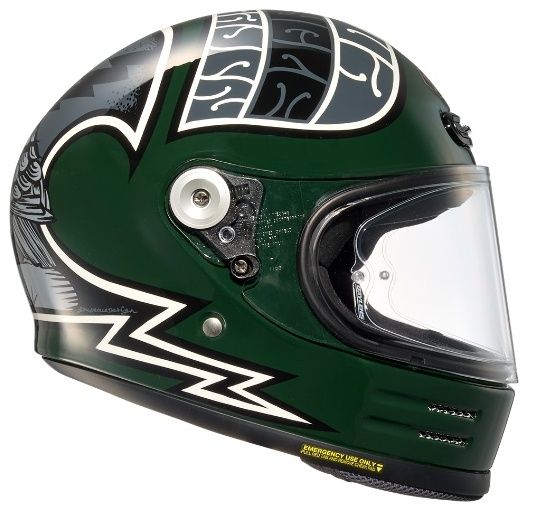 Shoei Glamster Heiwa Motorcycle - TC-4 Green/Grey