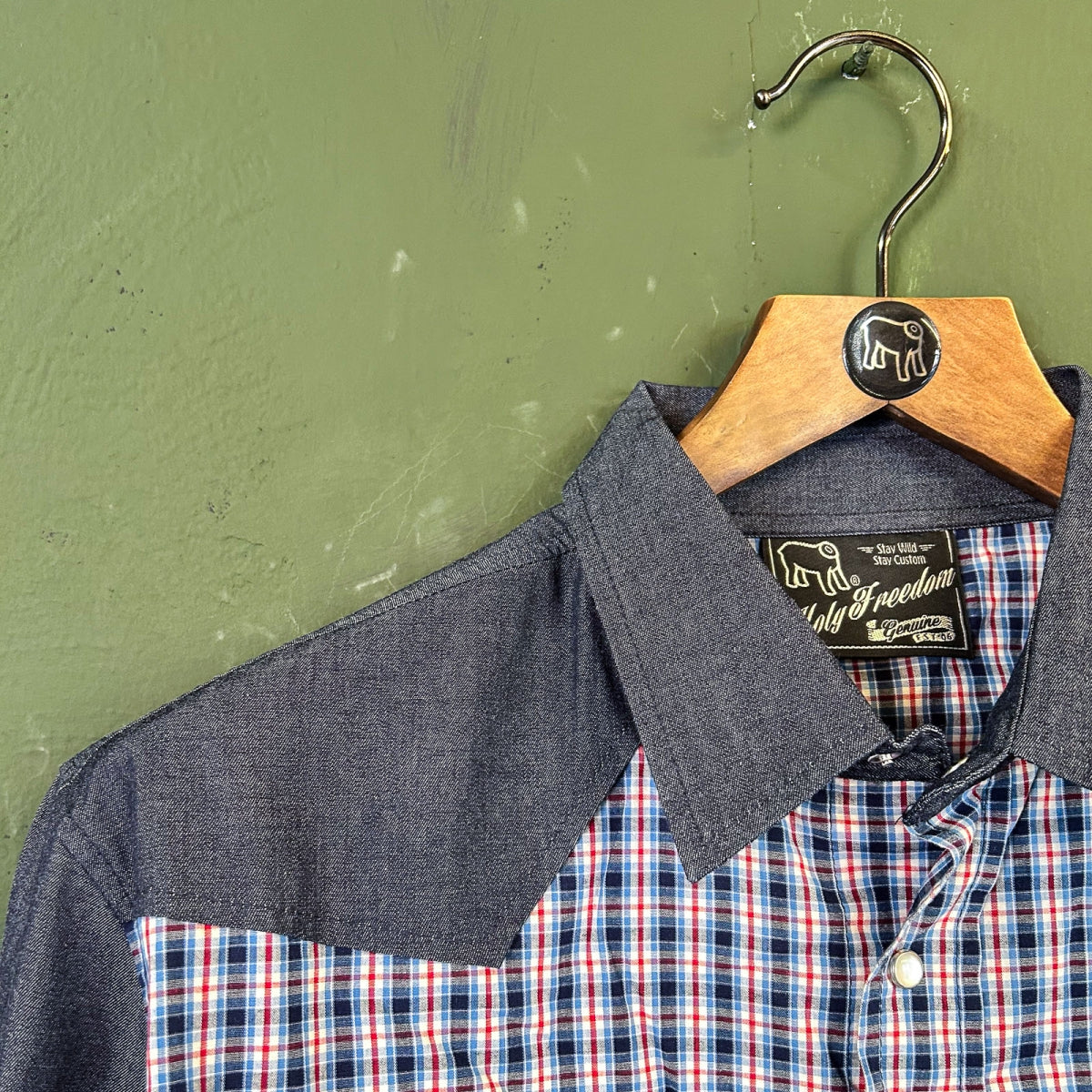 Holyfreedom Denim Check Shirt - Blue