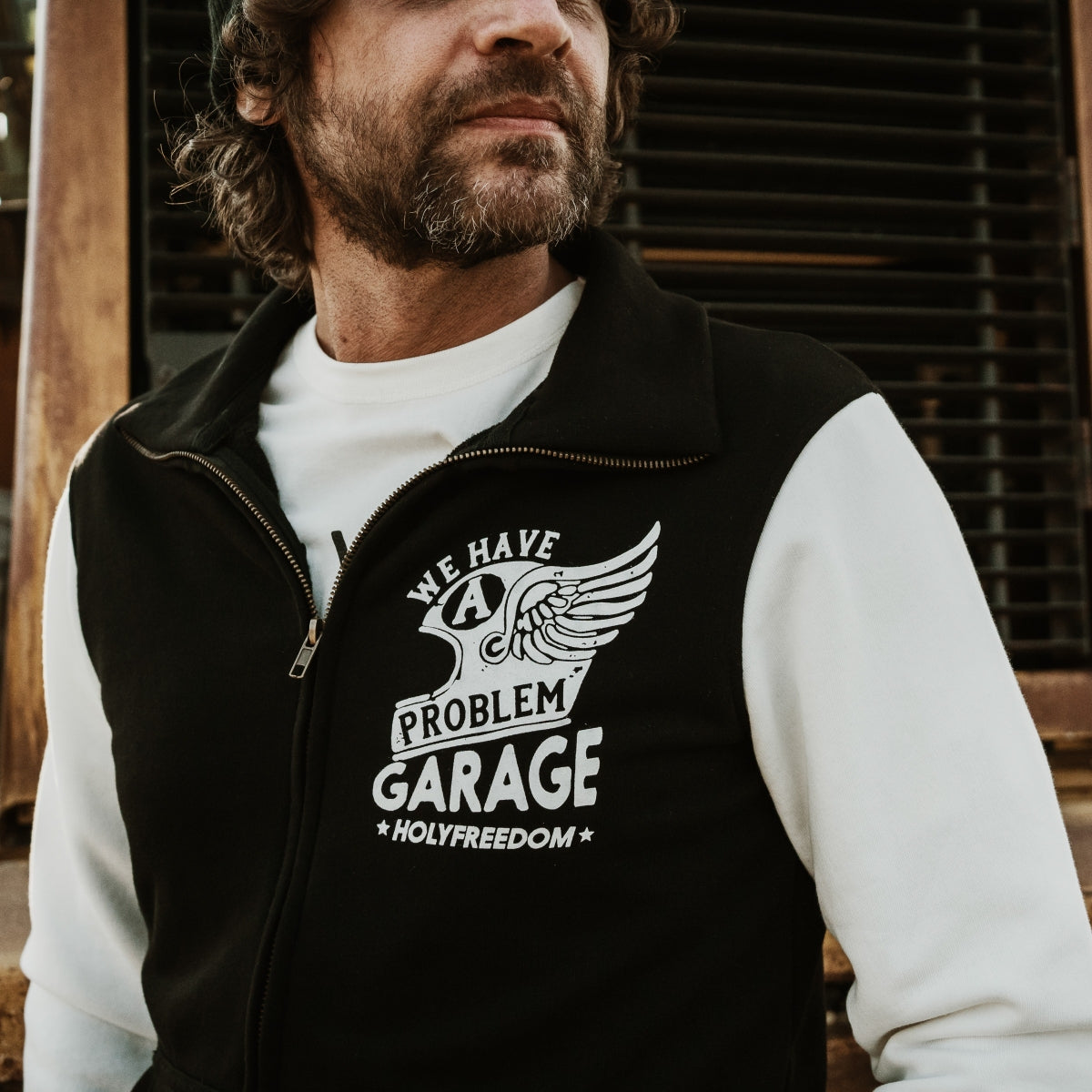 Holyfreedom Sweatshirt Full Zip - Black/White