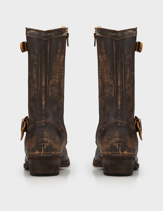 Umberto Luce Mojave Biker Cowboy Boots - Brown