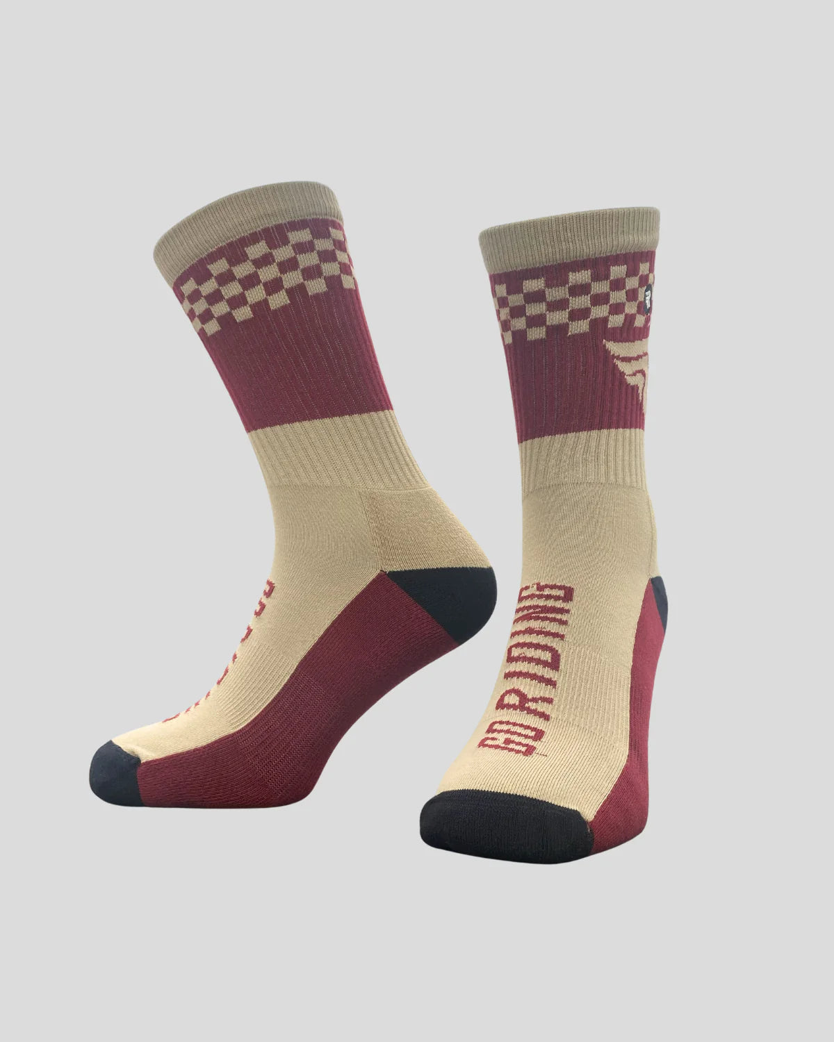 Riding Culture Checkerboard Socks - Red/Beige/Black