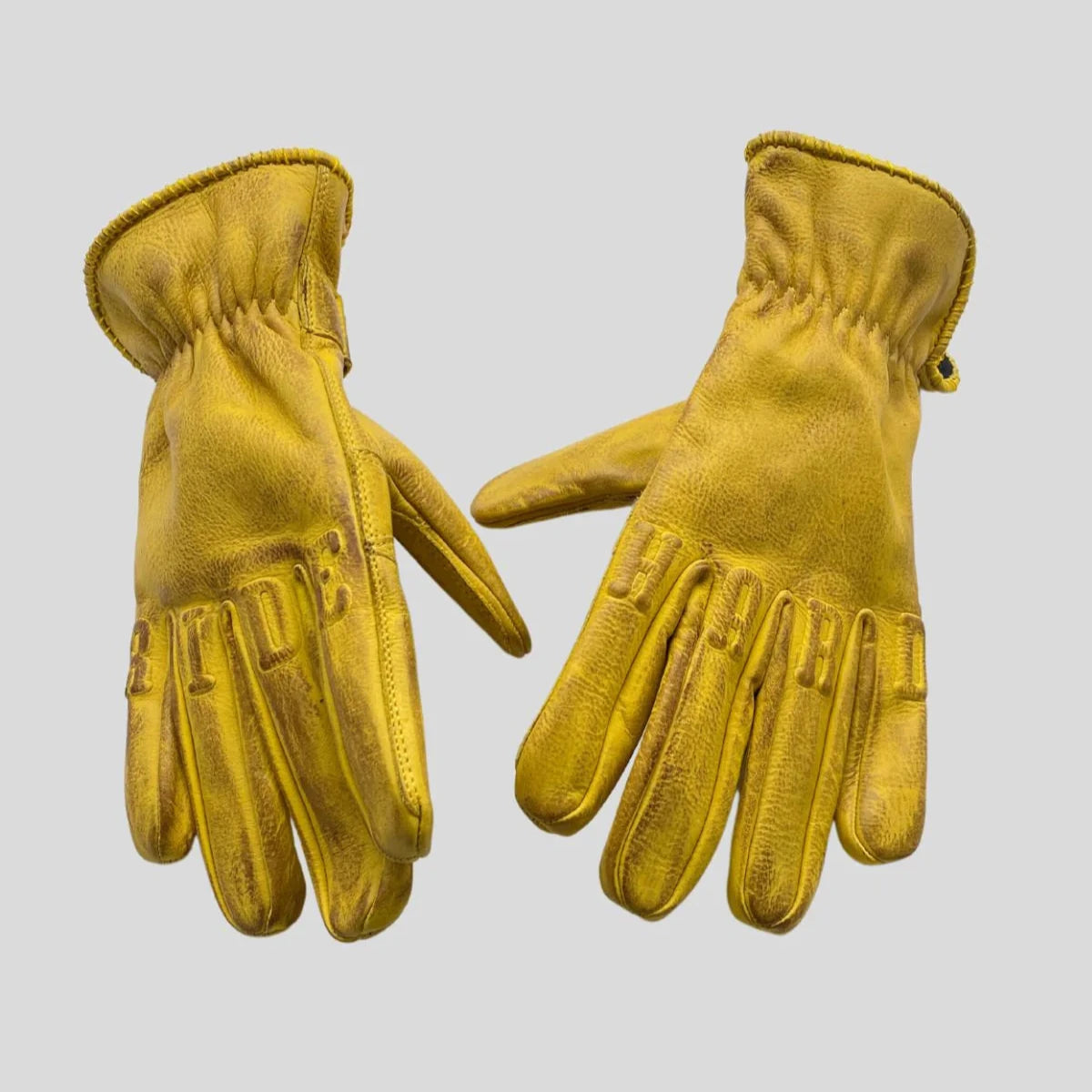 Rokker Ride Hard Leather Gloves - Natural Yellow