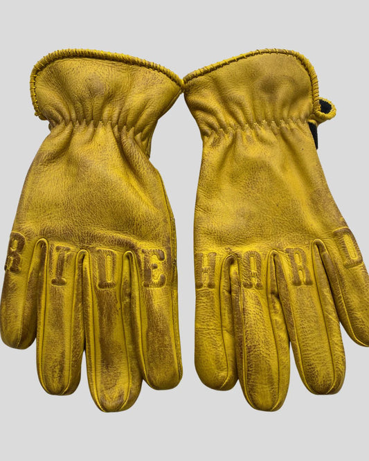 Rokker Ride Hard Leather Gloves - Natural Yellow