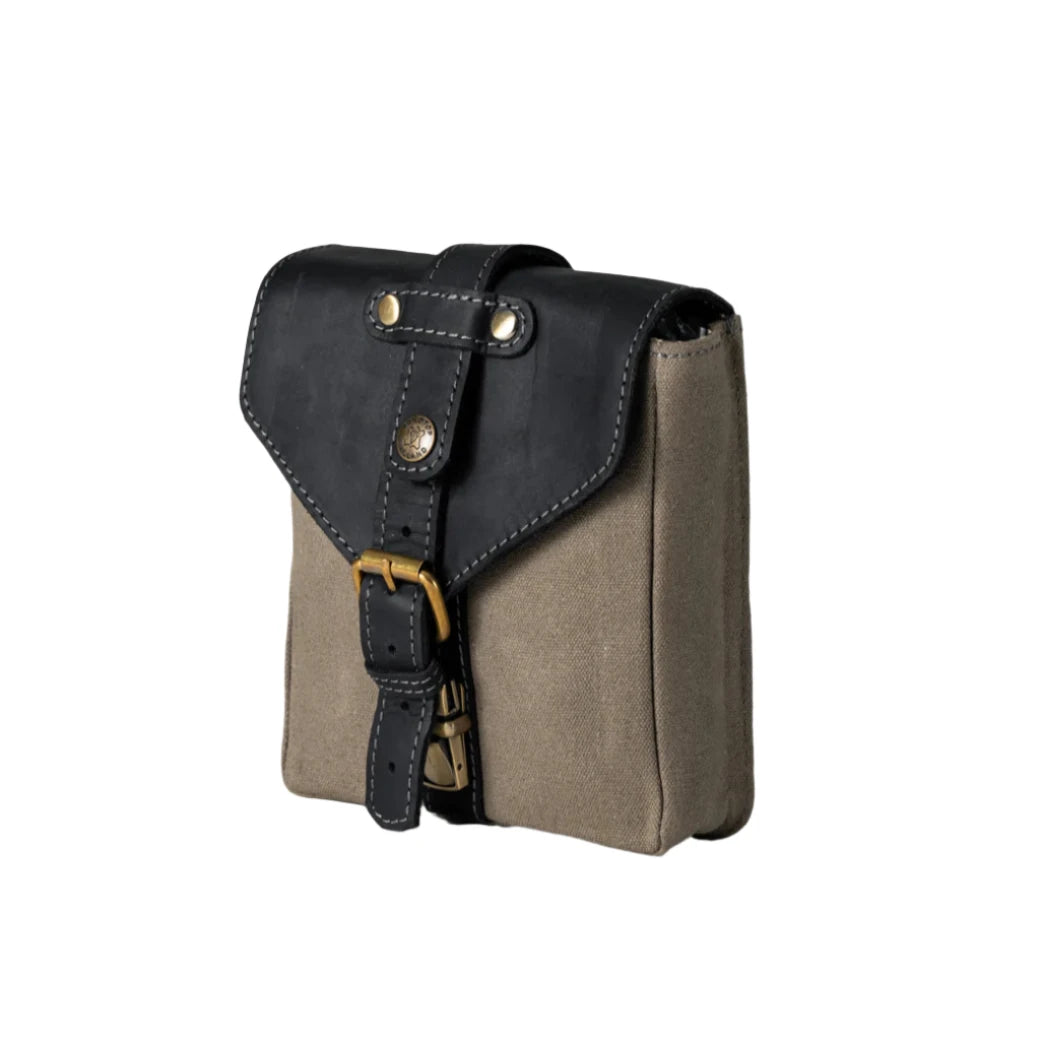 Goldtop Canvas & Leather Small Tank Bag - Slate Grey/Black
