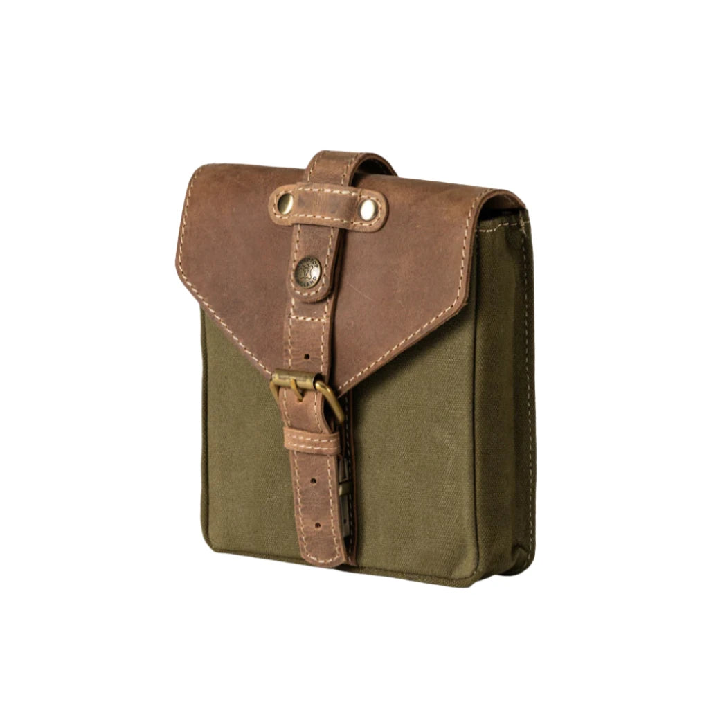 Goldtop Canvas & Leather Small Tank Bag - Olive/Tan