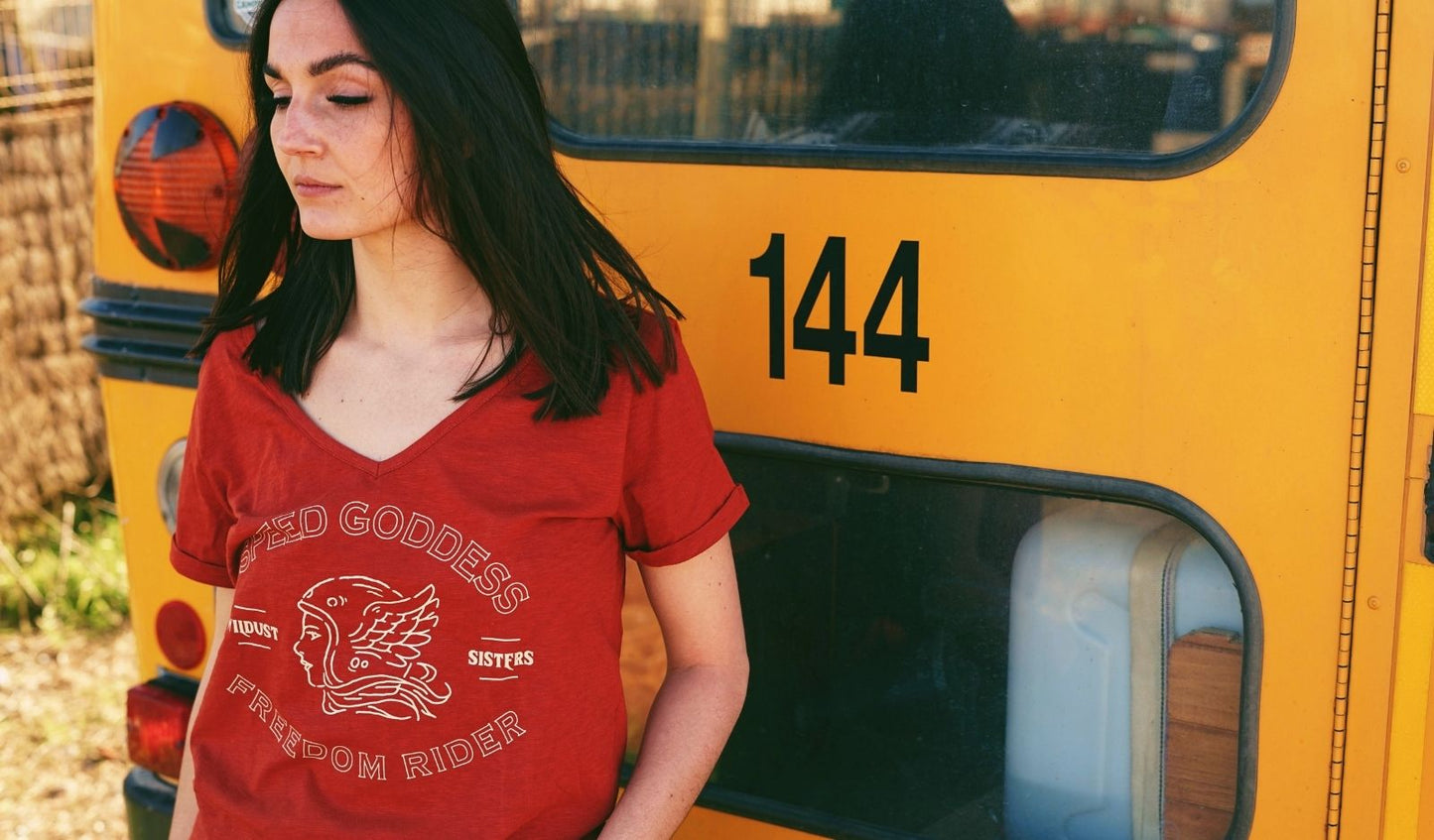 Wildust Sisters V-Neck T-Shirt - Speed Goddess