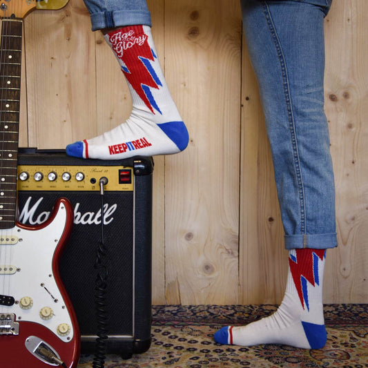Age of Glory Bolt Socks - Off-White/Red/Blue