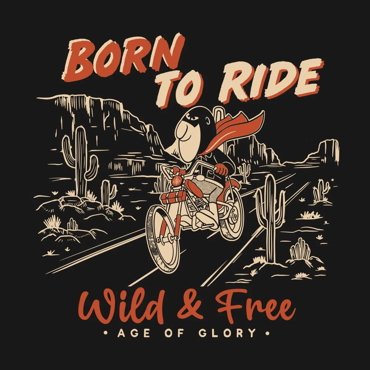 Age of Glory Born To Ride Tee - Washed Black