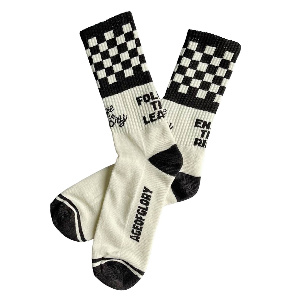 Age of Glory Checkers Socks - Off-White/Black