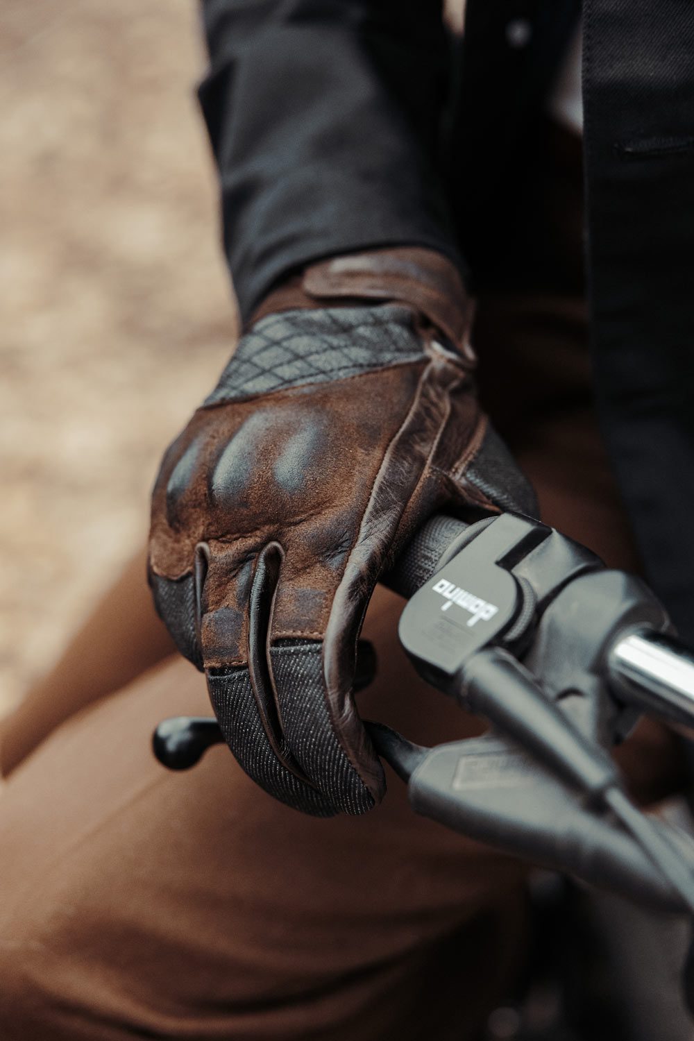 Age of Glory Shifter Leather CE Gloves - Denim/Brown
