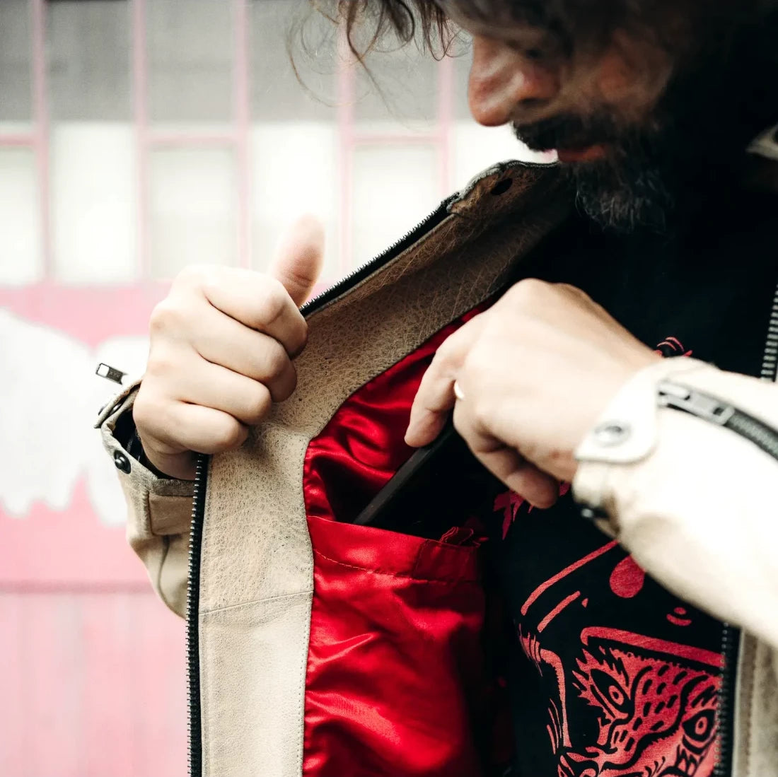 Holyfreedom Burn Out Leather Jacket - White
