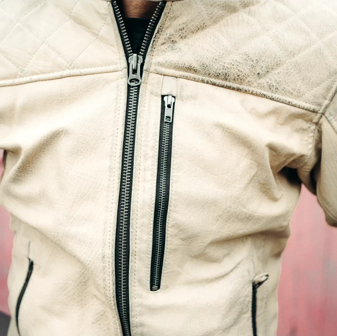 Holyfreedom Burn Out Leather Jacket - White