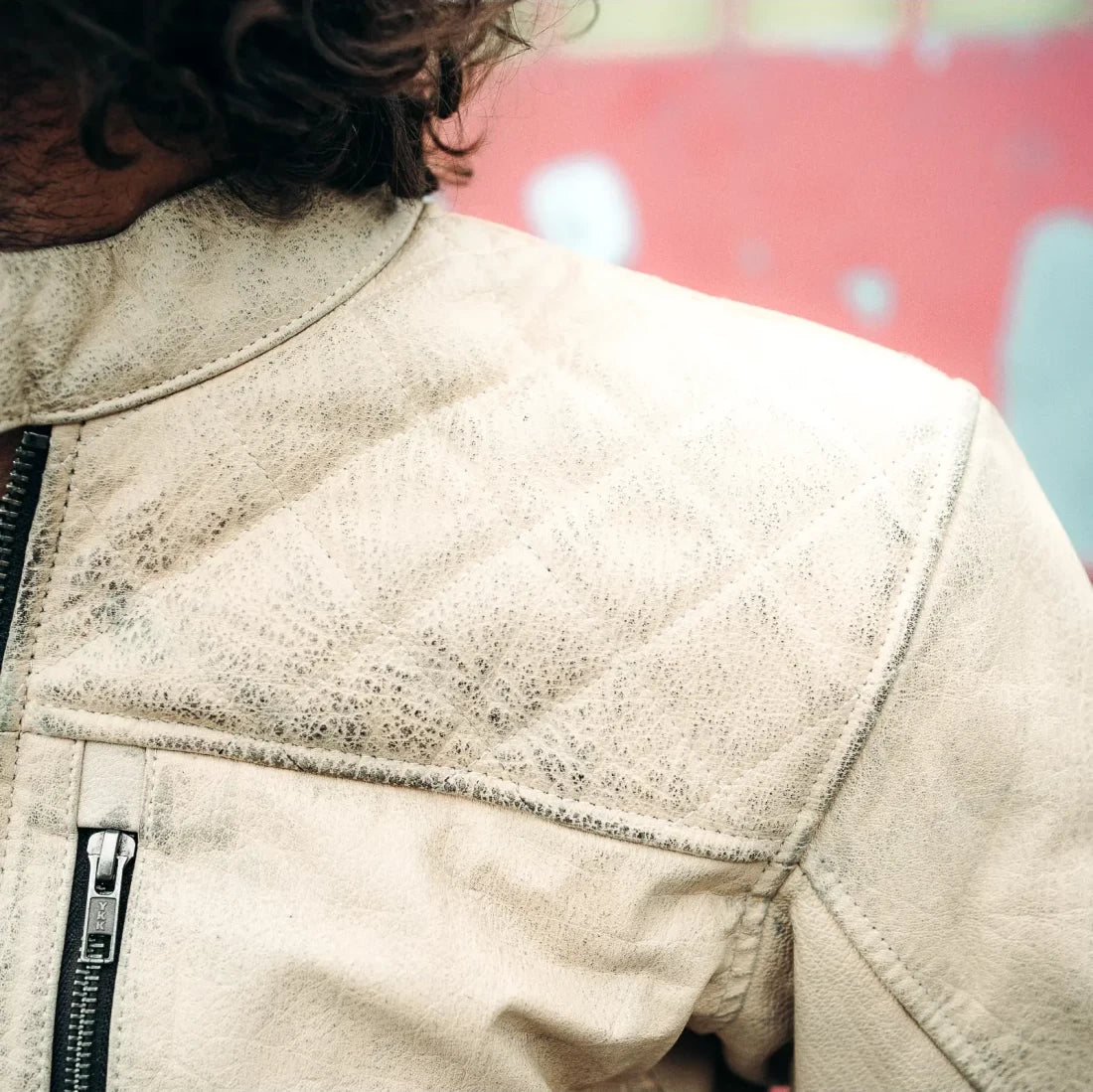 Holyfreedom Burn Out Leather Jacket - White