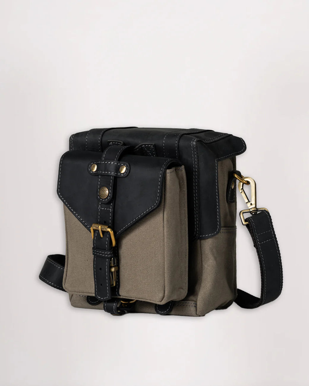 Goldtop Canvas & Leather Small Tank Bag - Slate Grey/Black