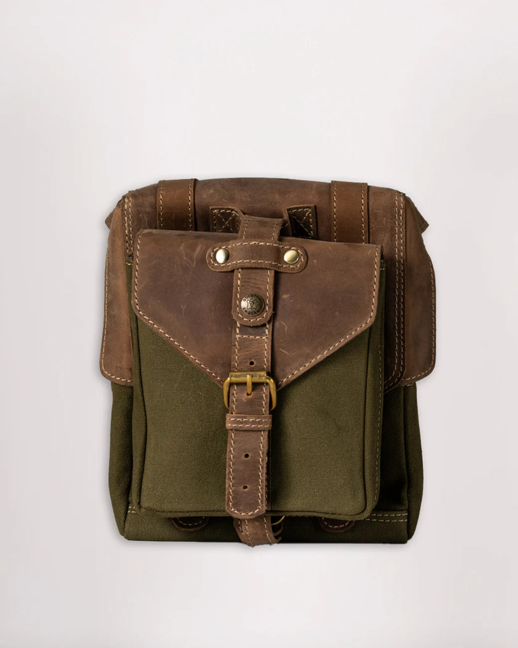 Goldtop Canvas & Leather Small Tank Bag - Olive/Tan