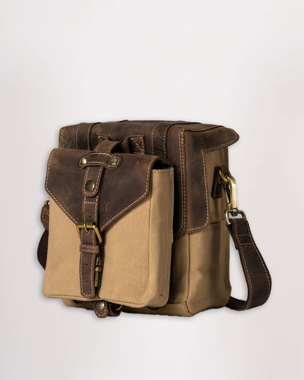 Goldtop Canvas & Leather Small Tank Bag - Sahara/Tobacco