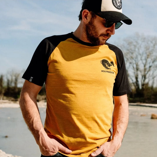 Holyfreedom Shoeless Joe T-shirt - Black/Mustard