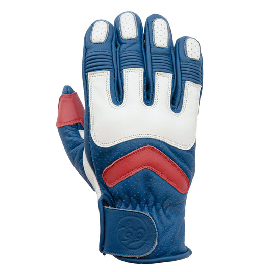 Age of Glory Hero Leather CE Gloves - Royal Blue/White/Red