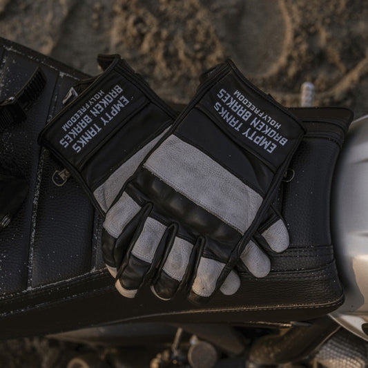 Holyfreedom Outlaw Ride Leather Gloves - Black/White