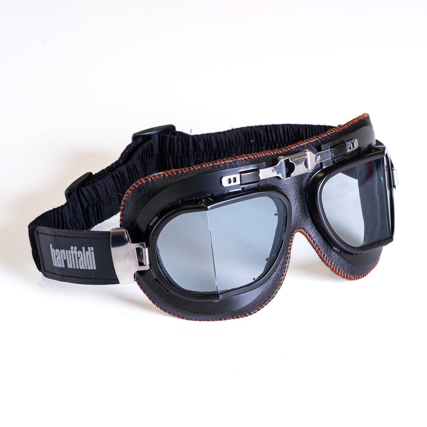 Baruffaldi Vintaco Goggles - Black/Orange Stitching