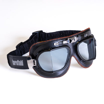 Baruffaldi Vintaco Goggles - Black/Orange Stitching