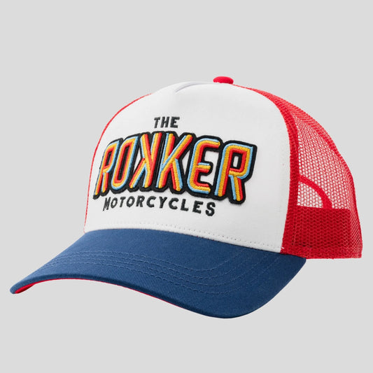 Rokker Rainbow Trucker Cap - Blue/White/Red