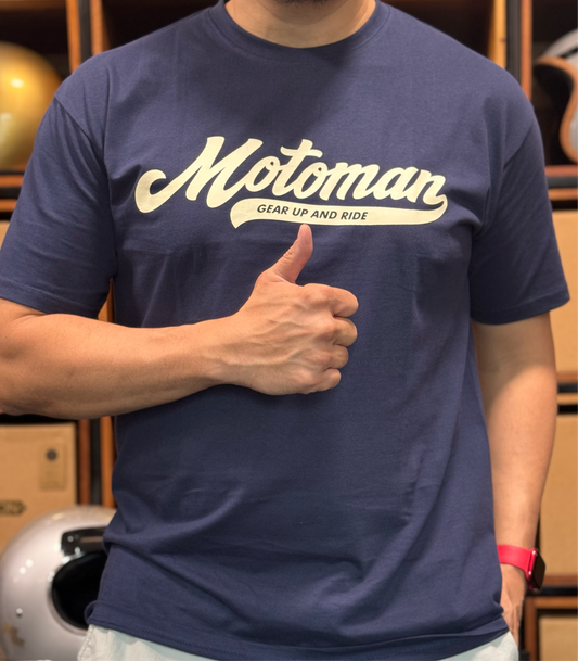 Motoman Script Logo T-Shirt - Navy Blue