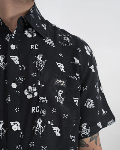 Riding Culture Ocean Hawaiian Shirt - Black