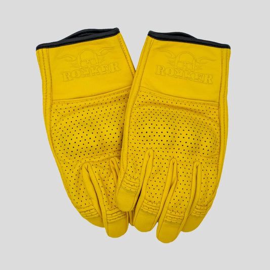 Rokker Tucson Perforated Leather Gloves - Yellow
