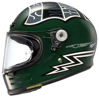 Shoei Glamster Heiwa Motorcycle - TC-4 Green/Grey