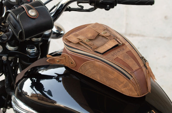 Degner SB-92 Leather Magnetic Tank Bag - Brown