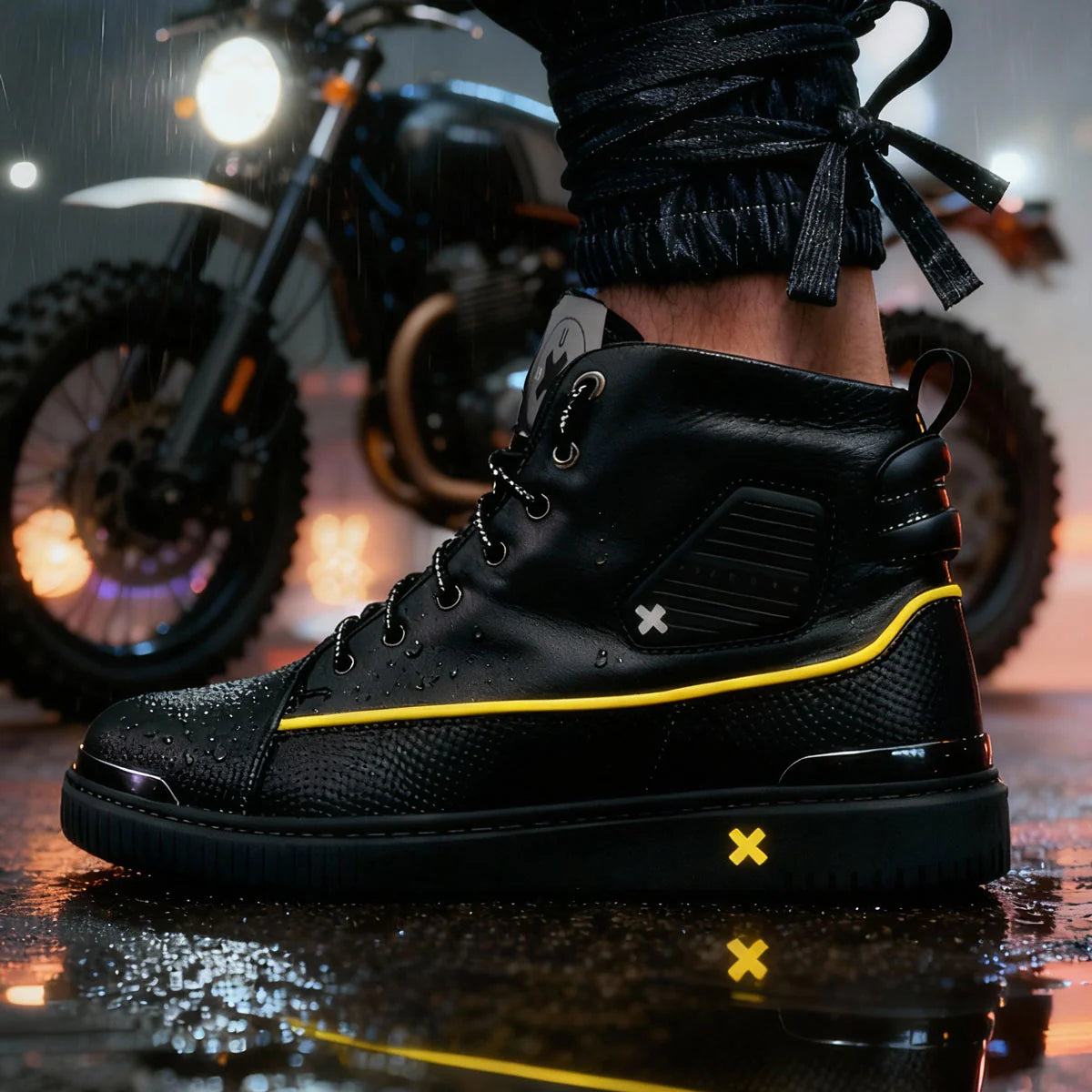 Umberto Luce Borox Moto Sneakers - Black