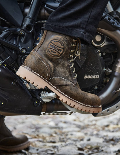 Umberto Luce Knopfler Moto Boots - Brown