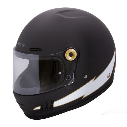 Revival Vintage Full Face Helmet - Flash Matt Black