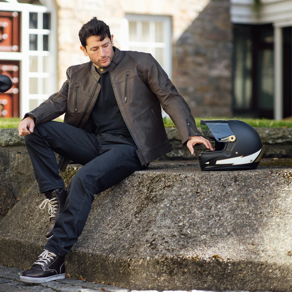 Revival Vintage Full Face Helmet - Flash Matt Black