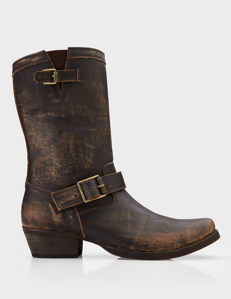 Umberto Luce Mojave Biker Cowboy Boots - Brown