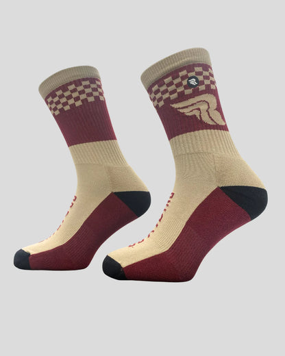 Riding Culture Checkerboard Socks - Red/Beige/Black