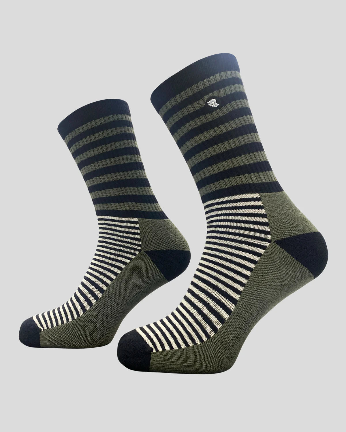 Riding Culture Half Stripe Socks - Olive/Black/White