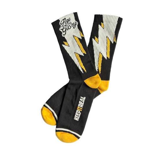 Age of Glory Bolt Socks - Black/Yellow/Off-White