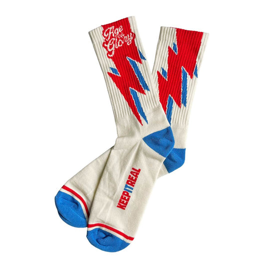 Age of Glory Bolt Socks - Off-White/Red/Blue