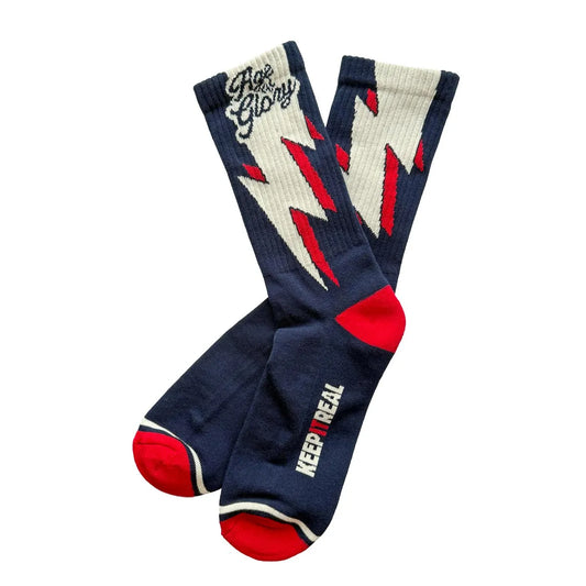 Age of Glory Bolt Socks - Navy/Off-White/Red