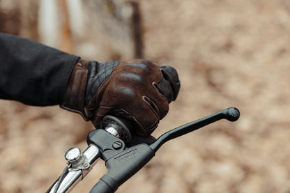 Age of Glory Shifter Leather CE Gloves - Denim/Brown