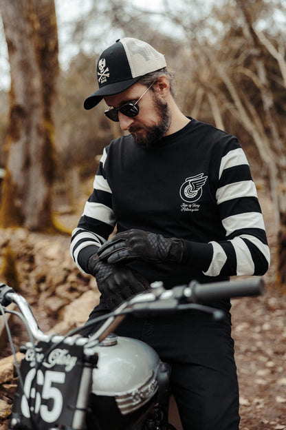 Age of Glory Shifter Leather CE Gloves - Denim/Black
