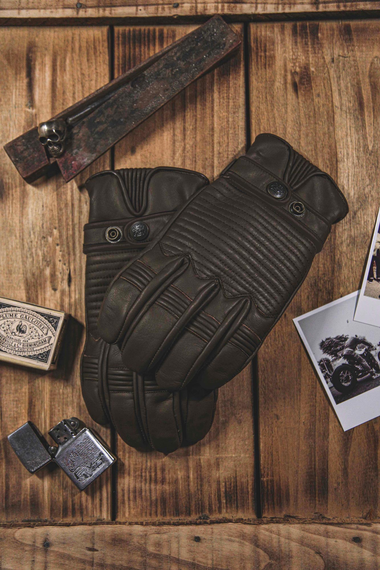 Age of Glory Garage Leather CE Gloves - Brown