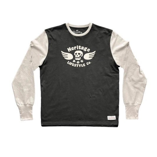 Age of Glory Genuine LS Tee - Washed Black/Off-White